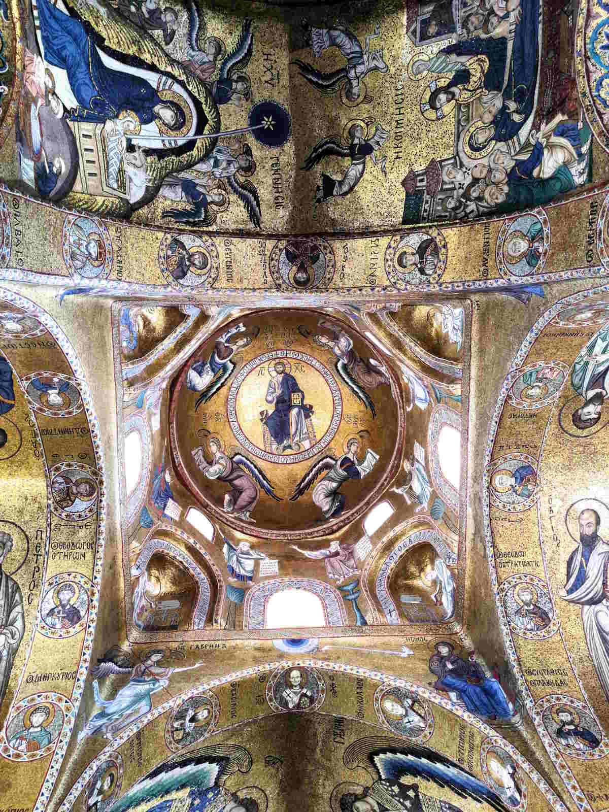 Mosaici sul tetto della Chiesa di Santa Maria dell'Ammiraglio (La Martorana) a Palermo